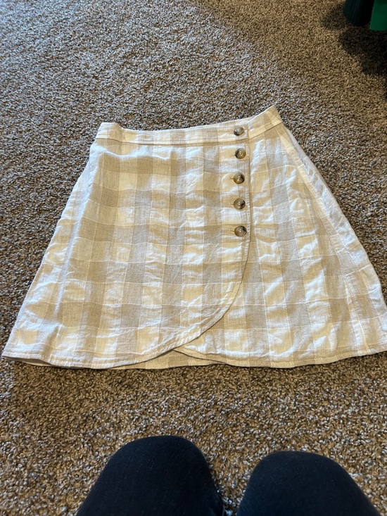 Madewell Dresses & Skirts - Madewell Button-Front Cream Plaid Wrap Skirt